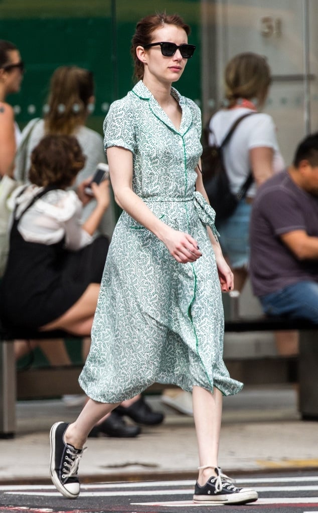 White and Green Collared Dress with Piping — Dress Like a Celebrity