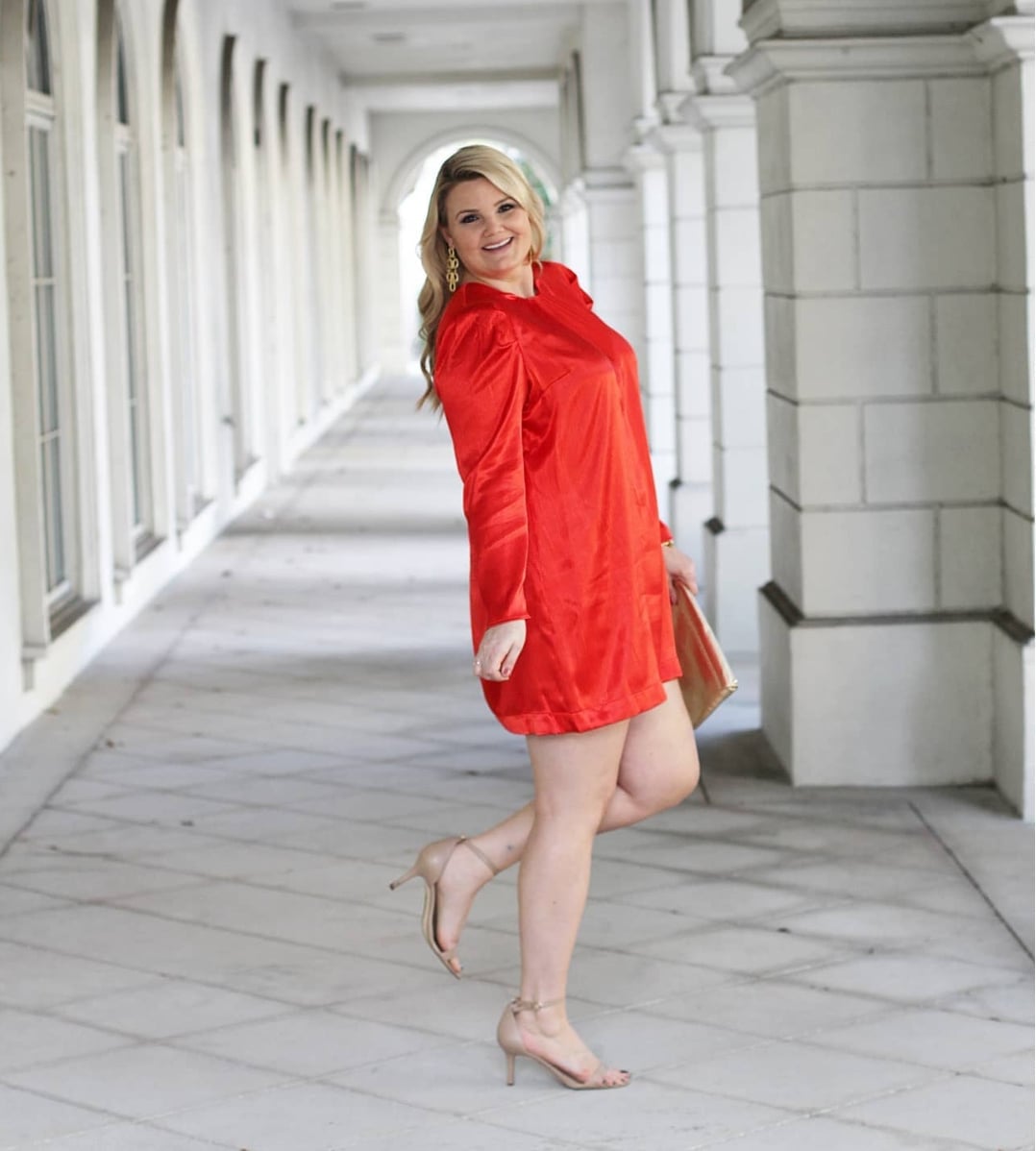 Vibrant Red Satin Mini Dress with Long Sleeves — Dress Up Day Ideas