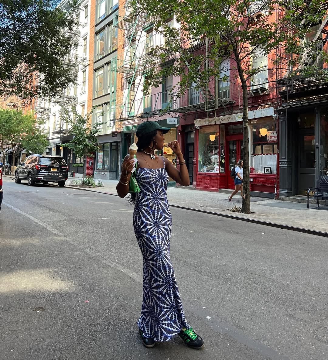 Geometric Print Maxi Dress — Dress with Sneakers