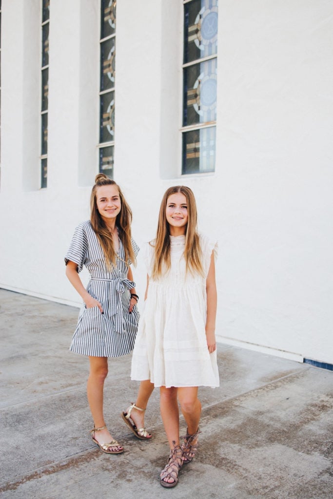 Blue and White Striped A-Line Dress with Pockets — Dresses for Teens