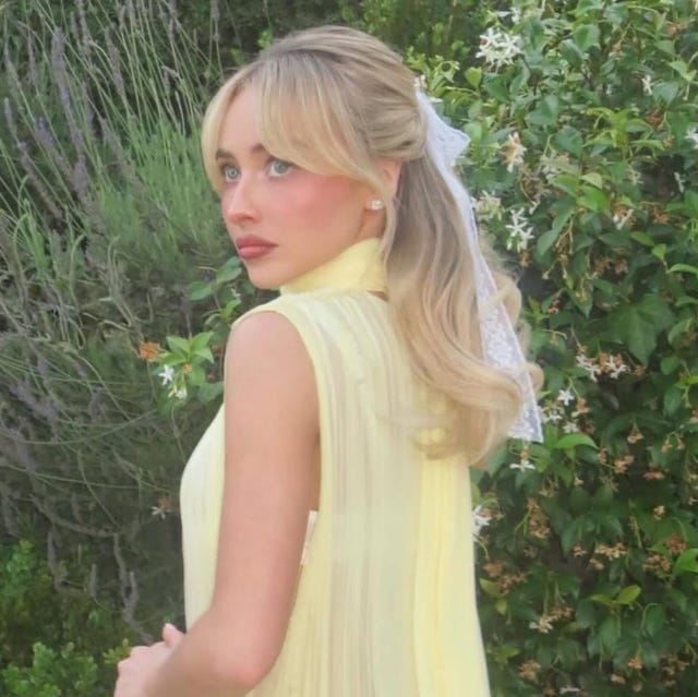 Mid-Back Blonde Half Up Ponytail With Ribbon Mid-Back Blonde Half Up Ponytail With Ribbon — Dresses Hairstyles