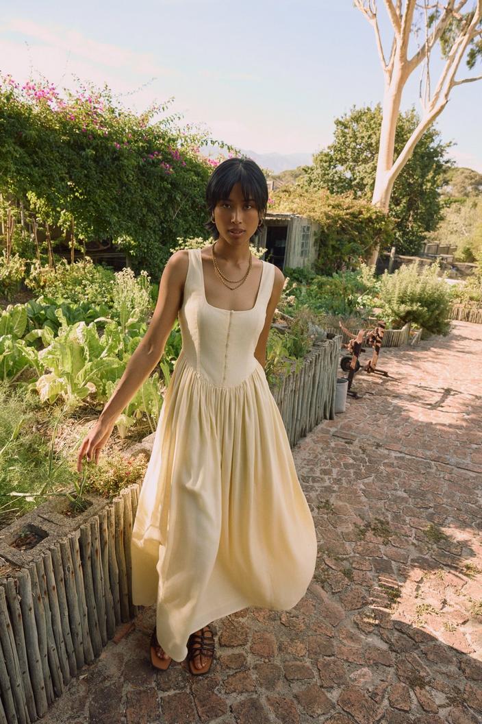 Pale Yellow Square Neck Maxi Dress Pale Yellow Square Neck Maxi Dress — Dresses to Wear