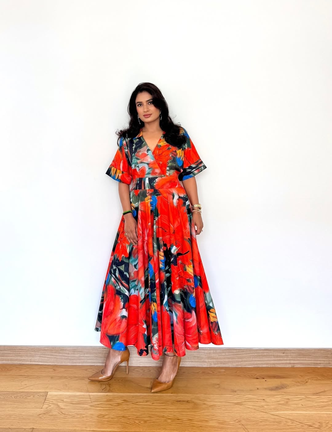 Red Abstract Floral Wrap Dress Red Abstract Floral Wrap Dress — Dresses to Wear