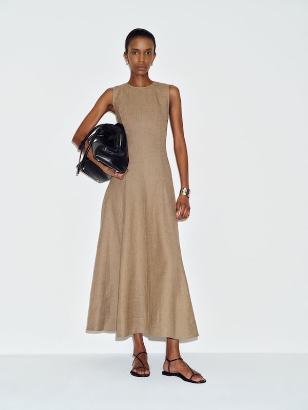 Flowing Beige Linen Blend A-Line Maxi Dress Flowing Beige Linen Blend A-Line Maxi Dress — Dresses to Wear