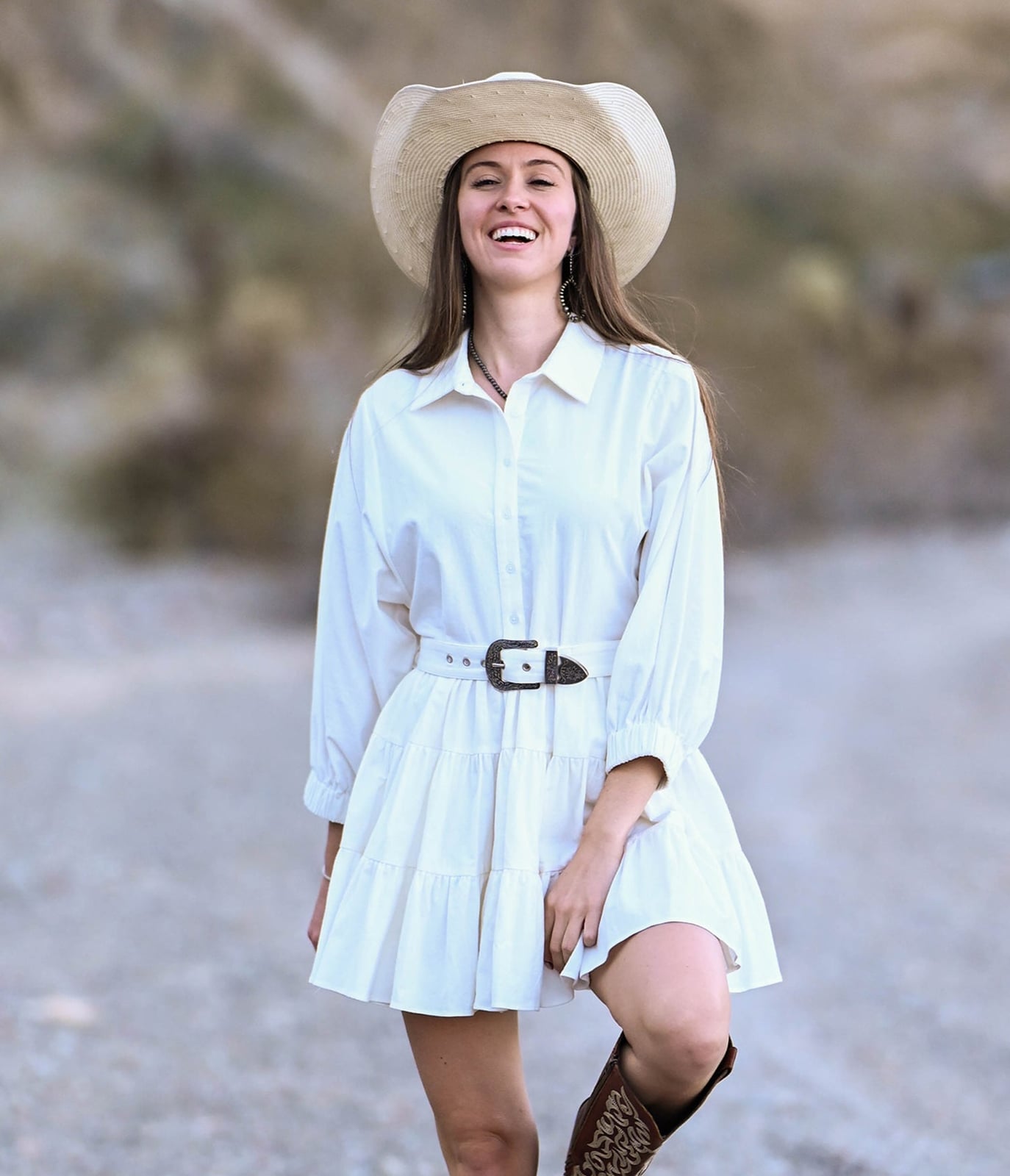 White Tiered A-Line Mini Dress with Western Style White Tiered A-Line Mini Dress with Western Style — Dresses to Wear