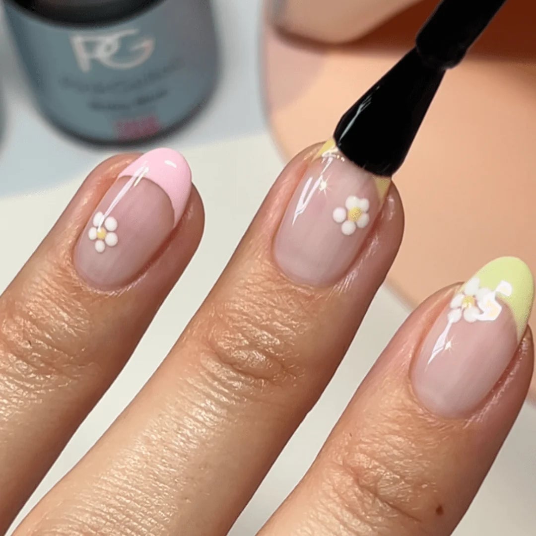 Floral Pastel French Tip Short Square Nails Floral Pastel French Tip Short Square Nails — Easy Nail Art