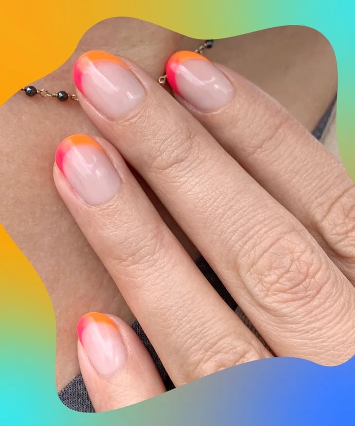 Neon French Tip Short Oval Nails Neon French Tip Short Oval Nails — Easy Nail Art