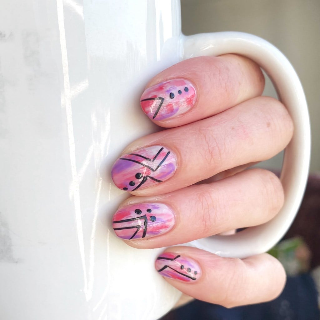 Matte Pastel Marble Black Line Nails Matte Pastel Marble Black Line Nails — Easy Nail Art
