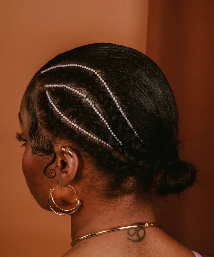 Low Bun With Decorative Edges and Beading Low Bun With Decorative Edges and Beading — Edges Hairstyles
