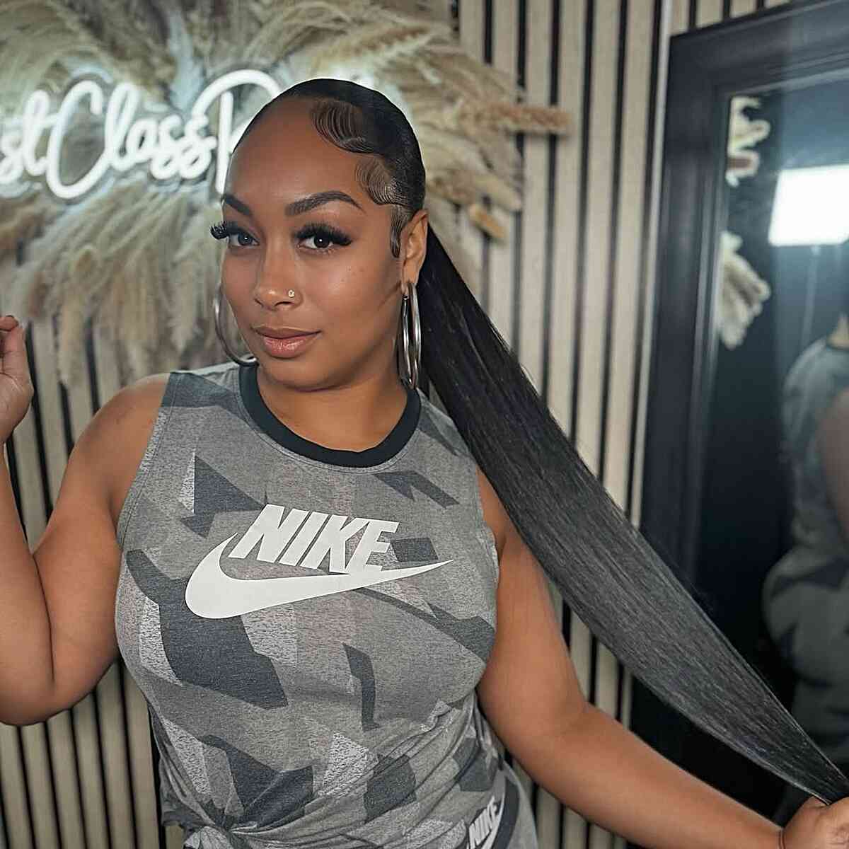 Sleek High Ponytail With Perfectly Laid Edges Sleek High Ponytail With Perfectly Laid Edges — Edges Hairstyles