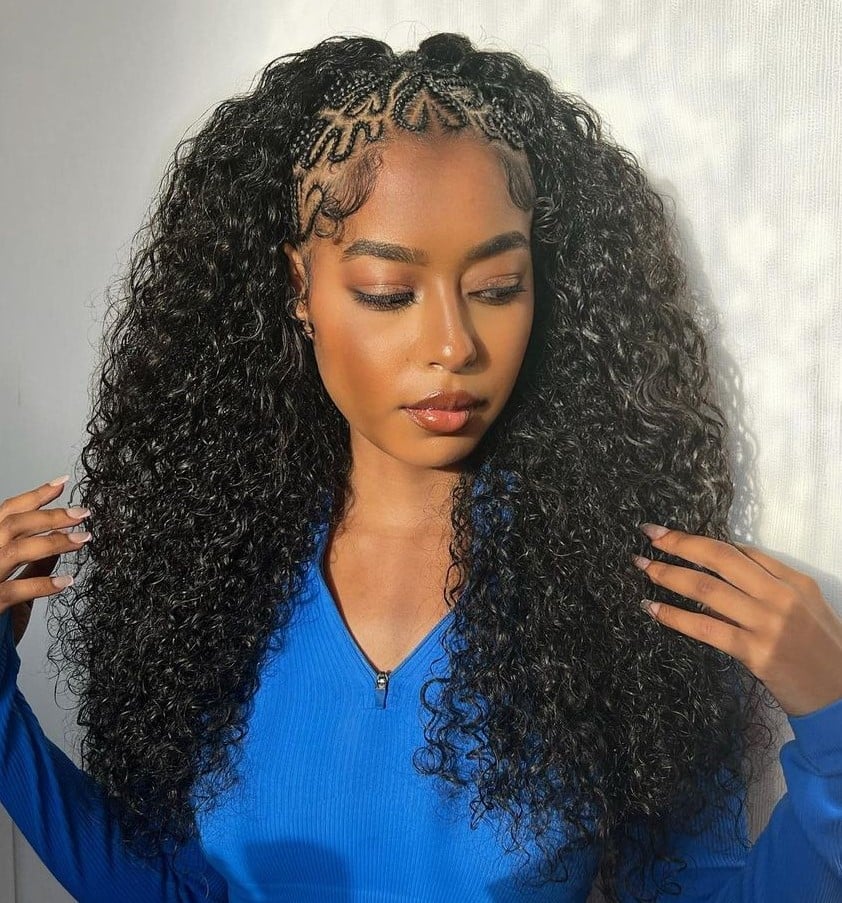 Curly Hair With Intricate Braids and Laid Edges Curly Hair With Intricate Braids and Laid Edges — Edges Hairstyles