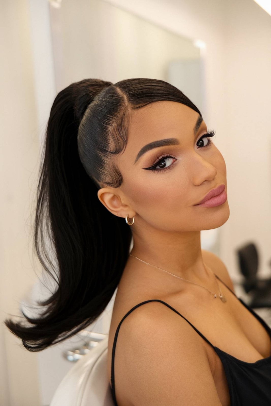 High Sleek Ponytail With Sculpted Edges High Sleek Ponytail With Sculpted Edges — Edges Hairstyles