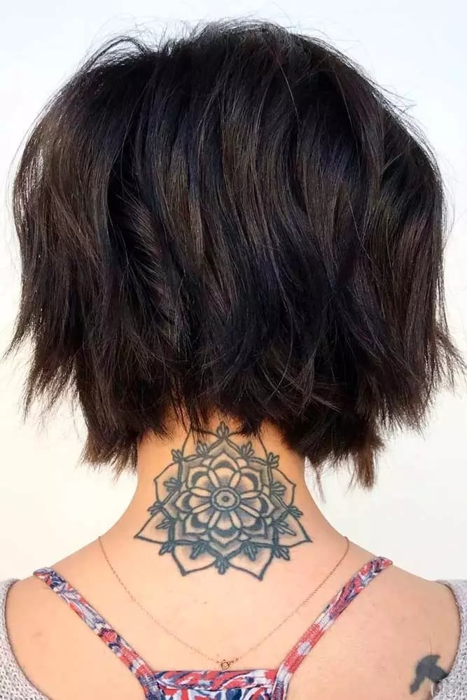 Choppy Dark Brown Layered Bob Choppy Dark Brown Layered Bob — Edgy Haircuts