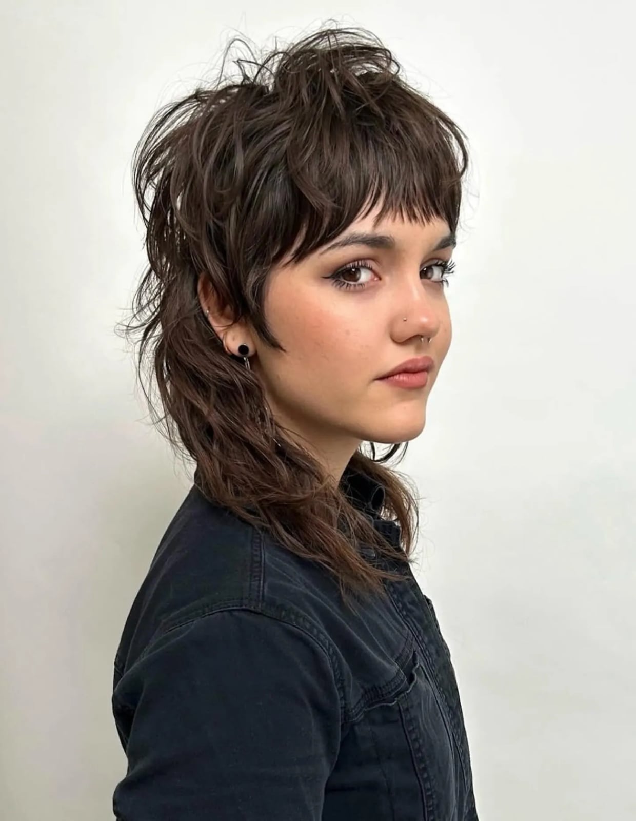 Textured Dark Brown Wavy Shag Textured Dark Brown Wavy Shag — Edgy Haircuts
