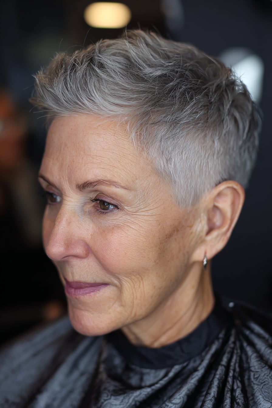 Gray Pixie With Tapered Undercut Gray Pixie With Tapered Undercut — Edgy Haircuts