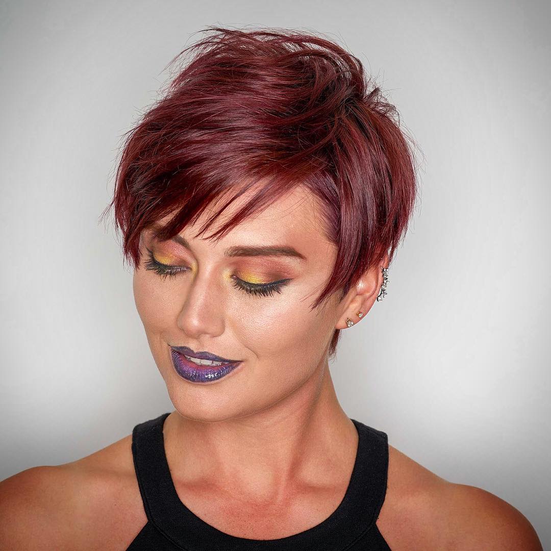 Textured Red Pixie With Choppy Layers Textured Red Pixie With Choppy Layers — Edgy Haircuts