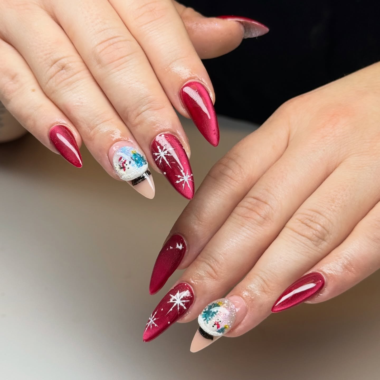 Enchanted Snow Globe Stiletto Nails