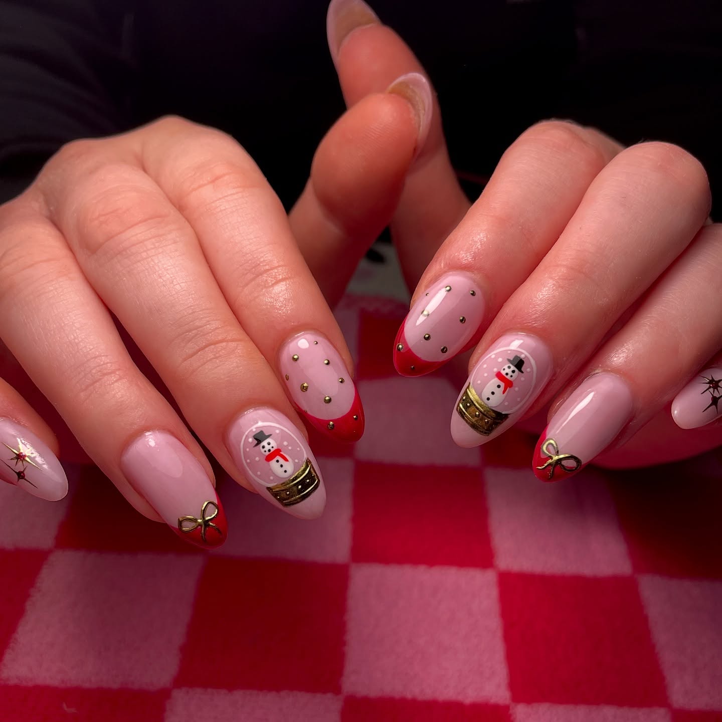 Enchanting Snow Globe French Tip Nails