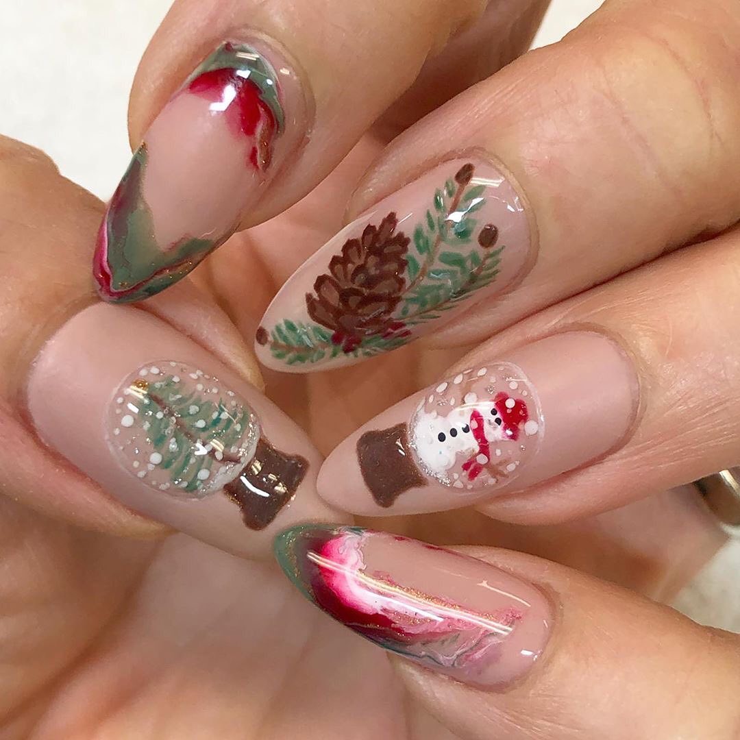 Enchanting Snow Globe Winter Nail Art