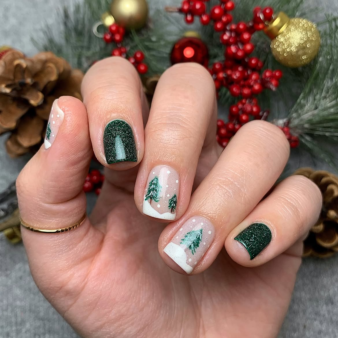 Enchanting Winter Forest Snowy Scene Nails