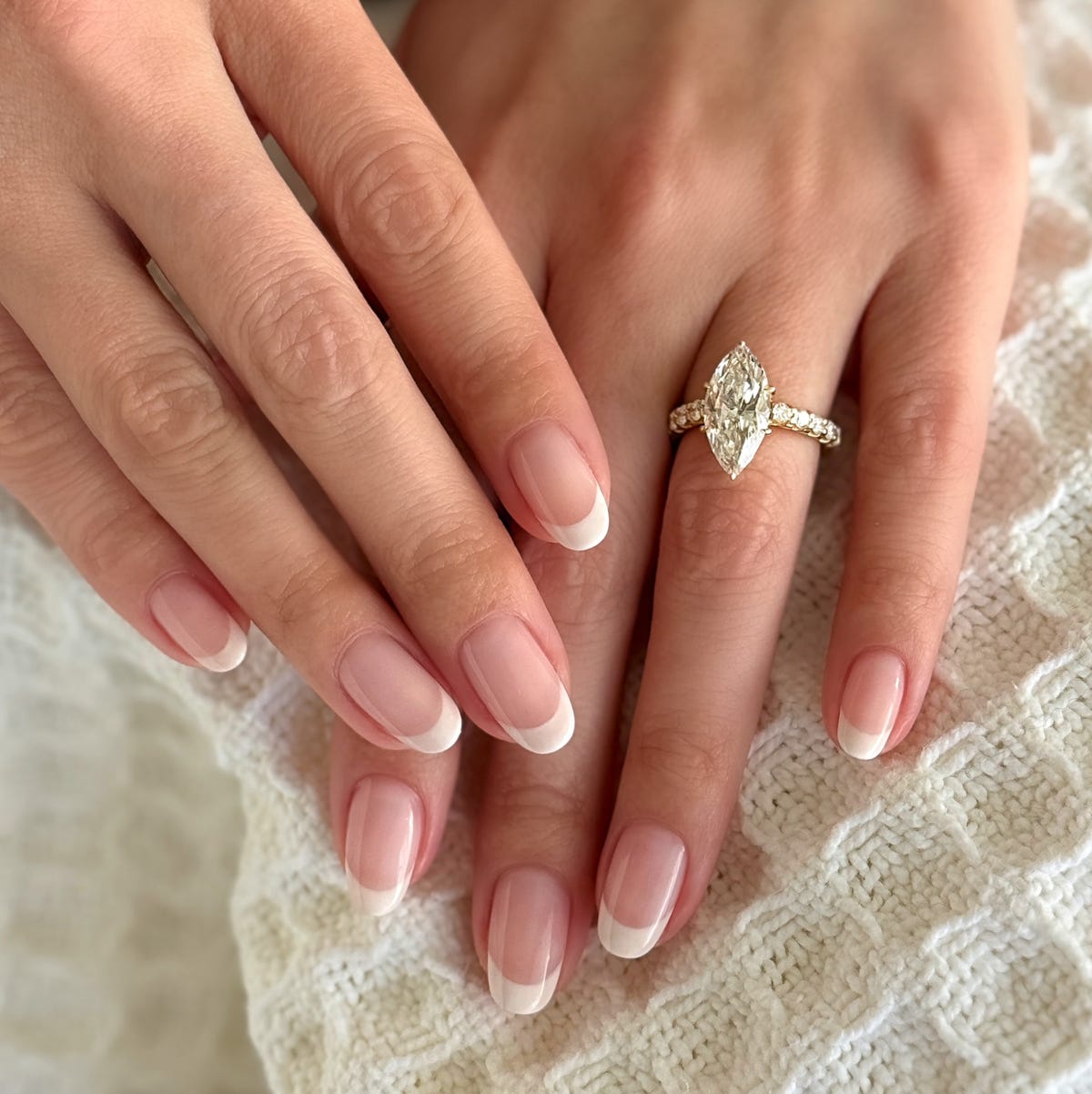 Sheer Pink Classic French Tip Medium Oval Nails Sheer Pink Classic French Tip Medium Oval Nails — Engagement Nails
