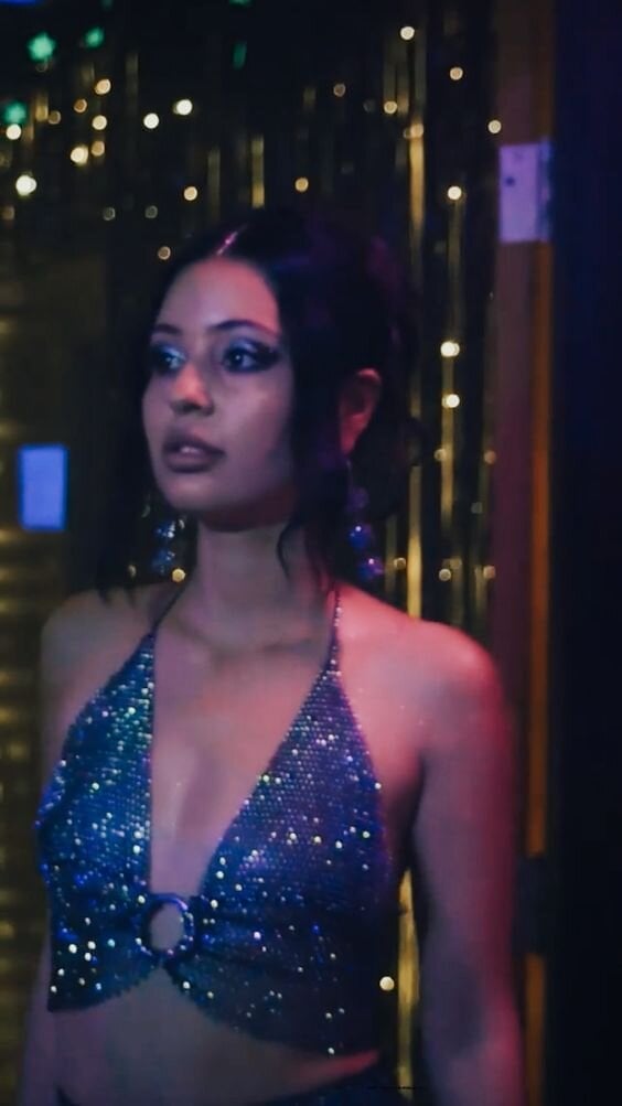 Blue and Silver Sequined Halter Crop Top — Euphoria Outfits