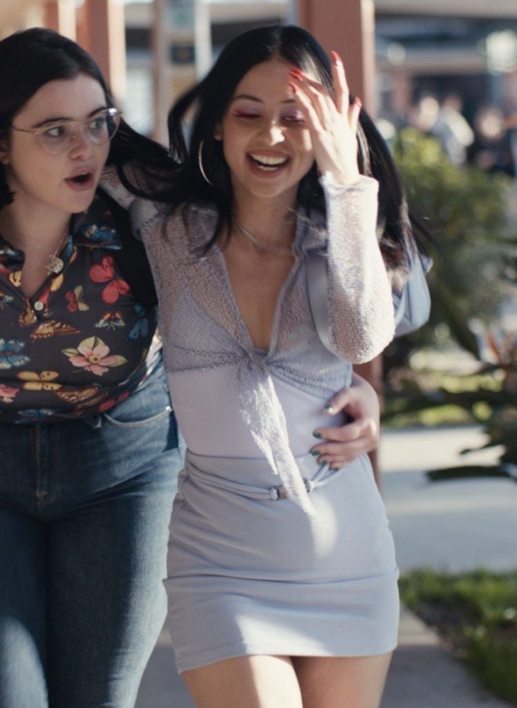 Light Blue Cut-Out Mini Dress with Mesh Panels — Euphoria Outfits