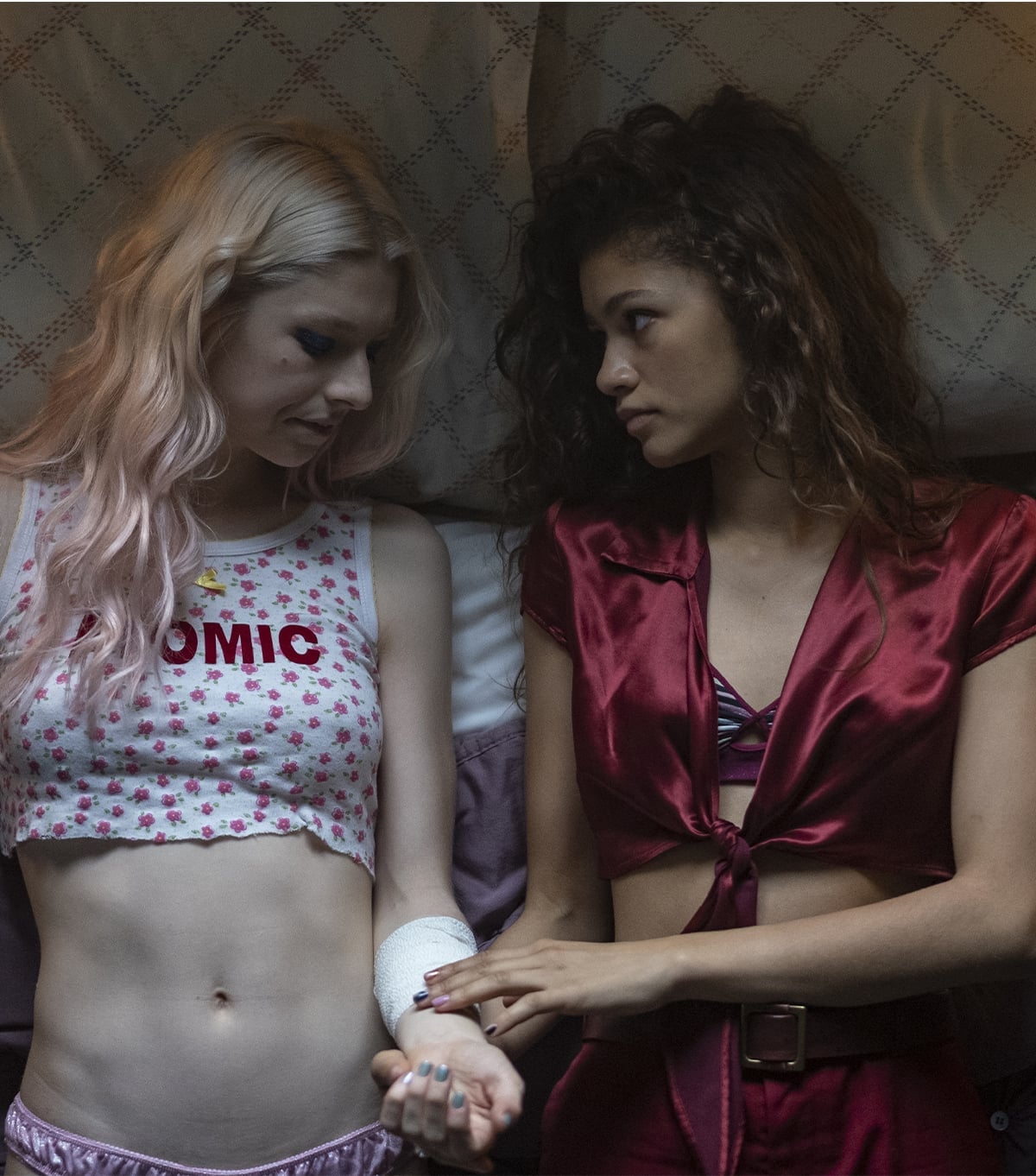 Cropped Graphic T-Shirt with Satin Bottoms — Euphoria Outfits