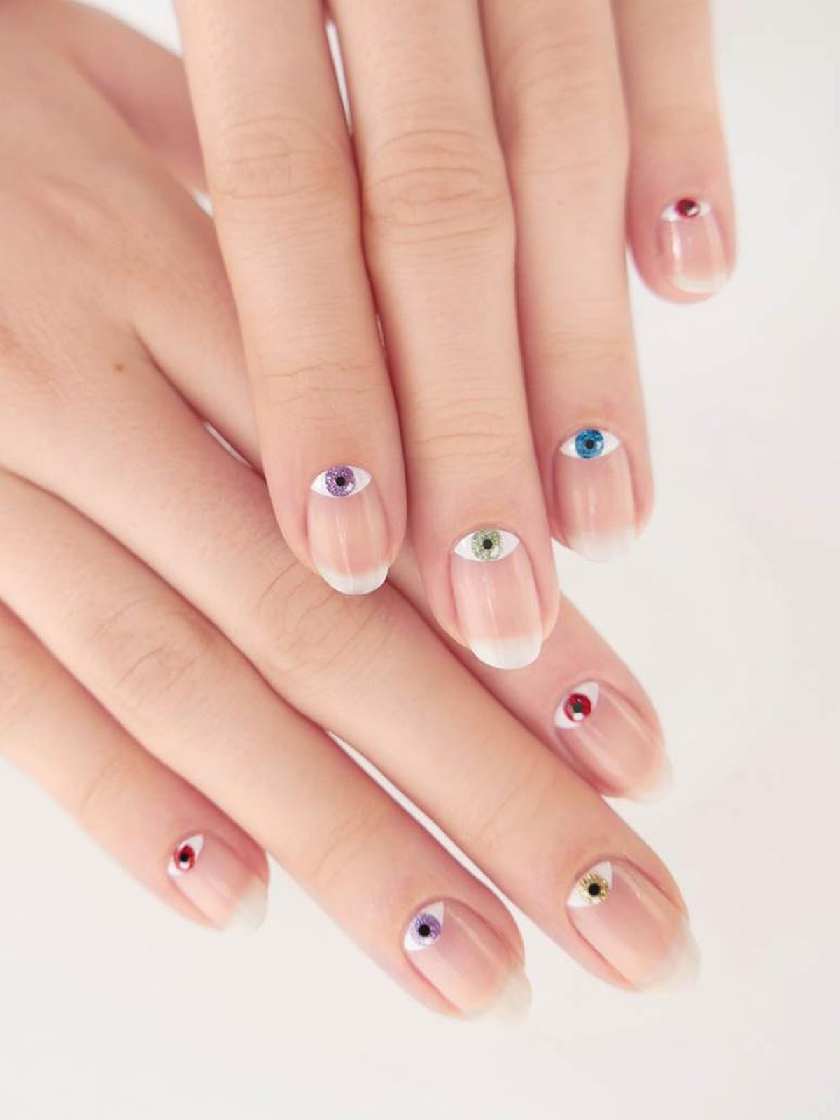 Short Square Nails Colorful Evil Eye French Short Square Nails Colorful Evil Eye French — Evil Eye Nails