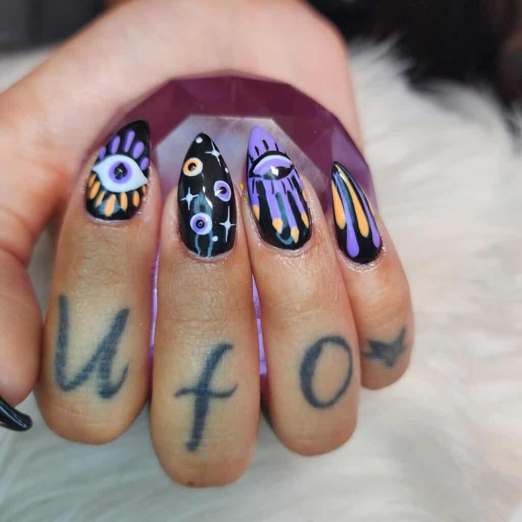 Almond Nails Halloween Evil Eye Theme Almond Nails Halloween Evil Eye Theme — Evil Eye Nails