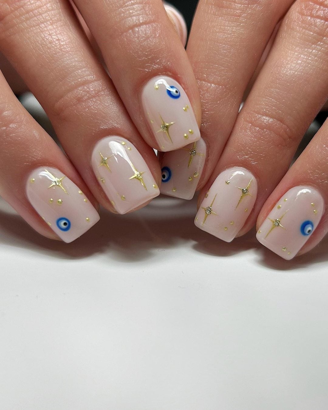 Long Coffin Nails Blue Evil Eye Pattern Long Coffin Nails Blue Evil Eye Pattern — Evil Eye Nails