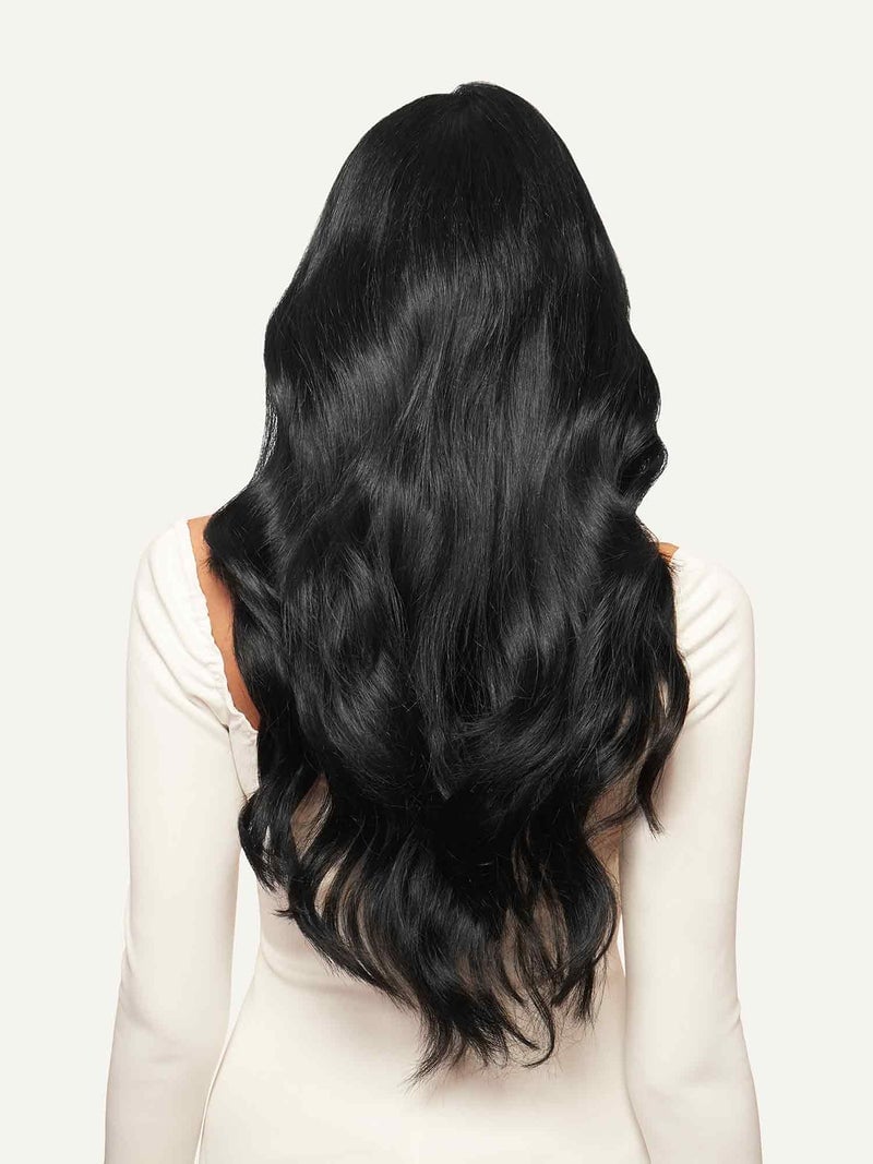Mid-Back Wavy Dark Brown With Blonde Balayage Mid-Back Wavy Dark Brown With Blonde Balayage — Extensions Hairstyles