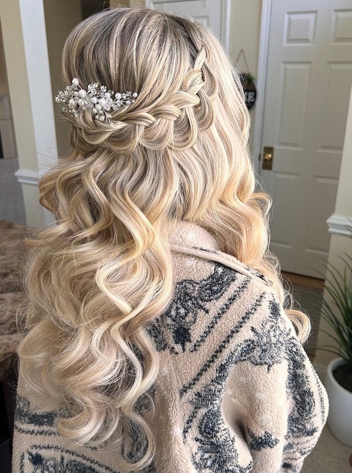 Mid-Back Platinum Blonde Braided Crown Mid-Back Platinum Blonde Braided Crown — Extensions Hairstyles