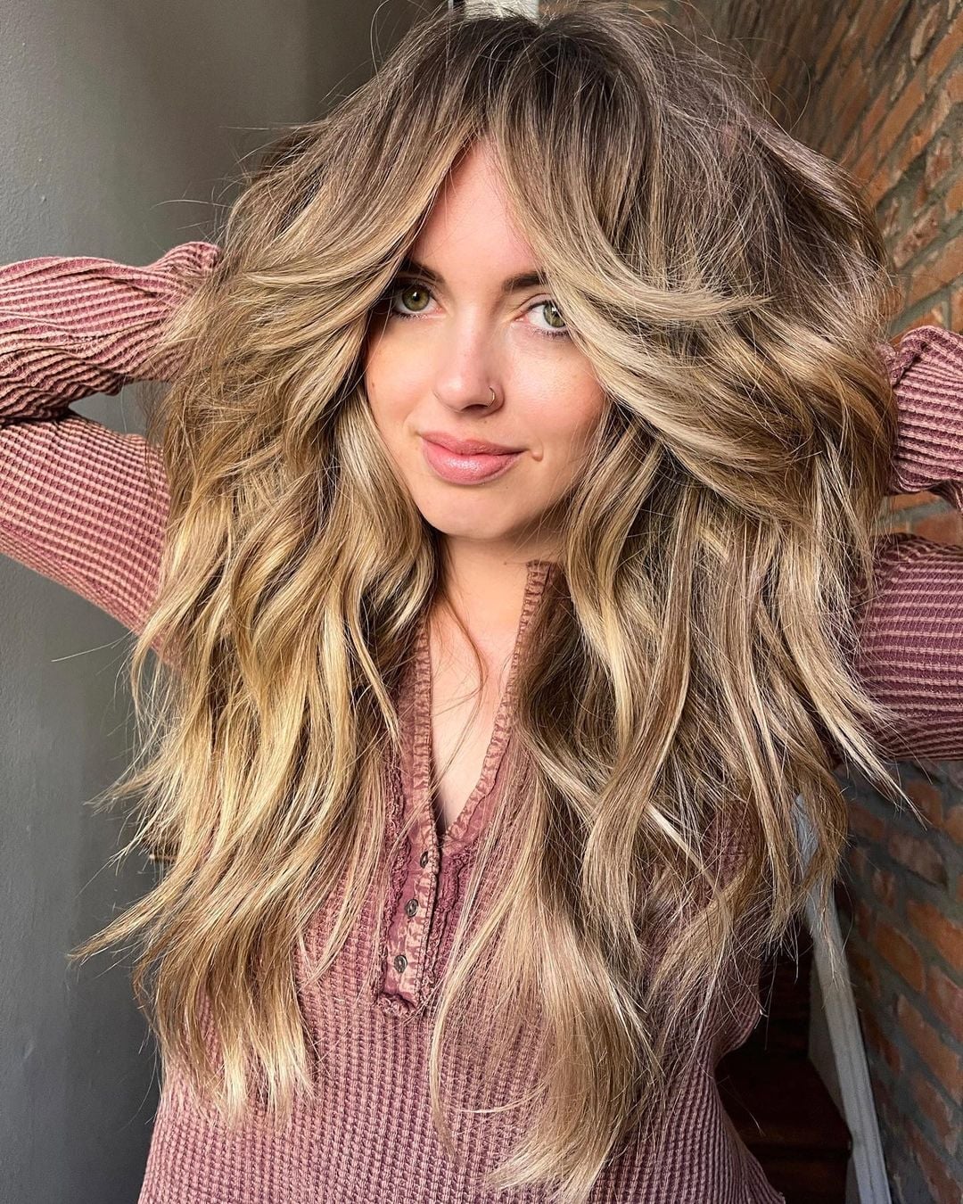Ash Blonde Mid-Back With Voluminous Layers — Face Framing Bangs