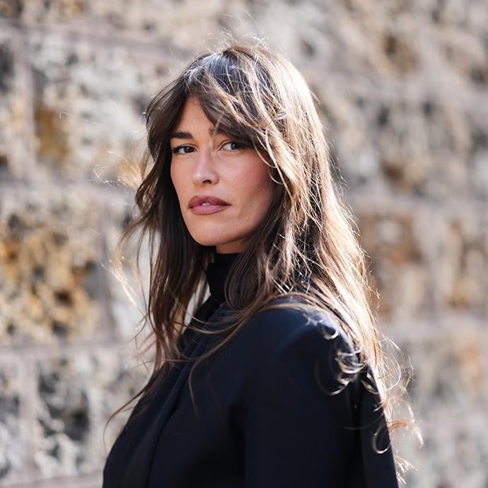 Brunette Mid-Back With Balayage And Curtain Bangs — Face Framing Bangs