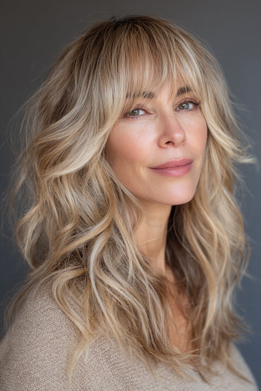 Blonde Collarbone Lob With Wispy Bangs — Face Framing Bangs