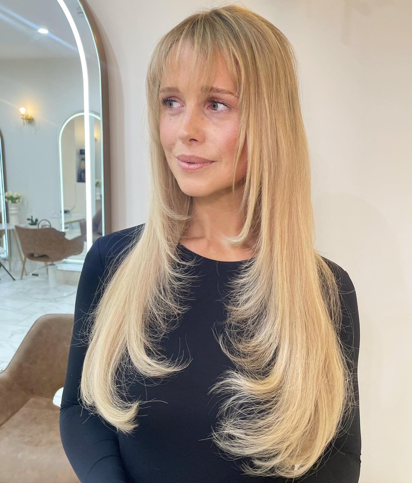 Ash Blonde Collarbone Cut With Wispy Bangs — Face Framing Bangs
