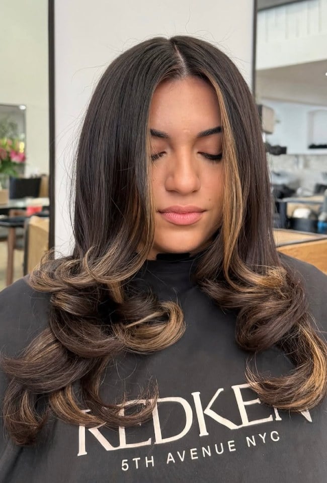 Espresso Brown With Caramel Highlights — Face Framing Highlights