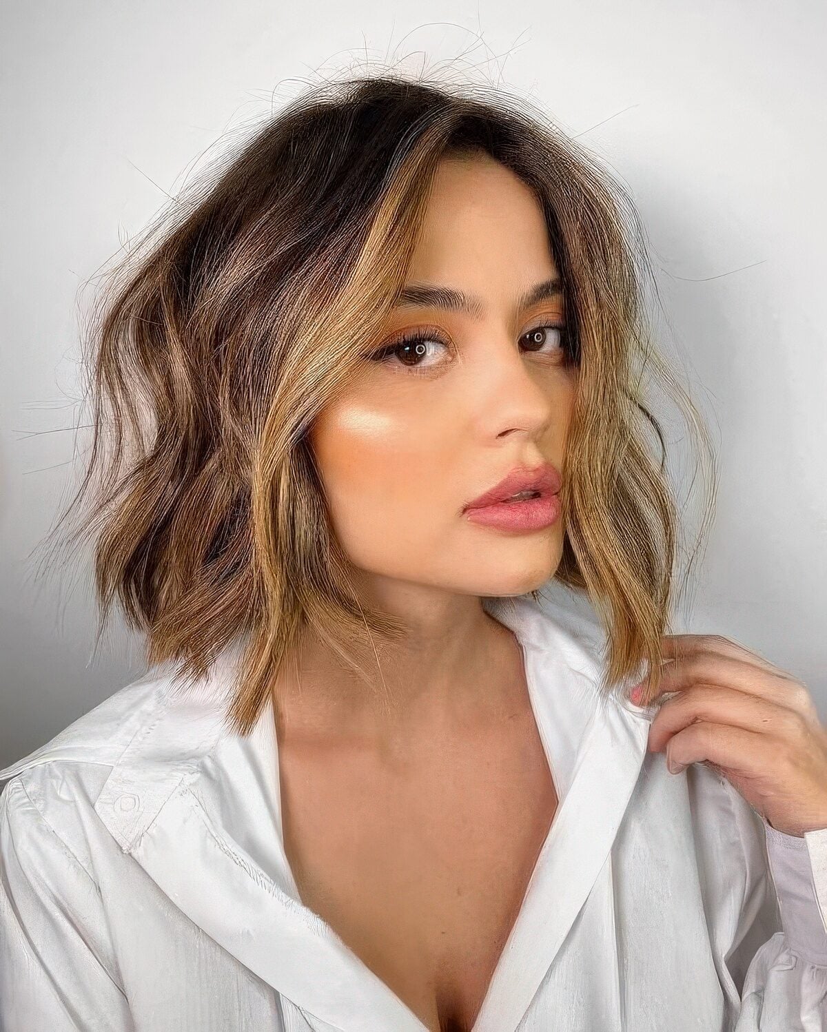 Dark Brown Bob With Blended Face Framing — Face Framing Highlights
