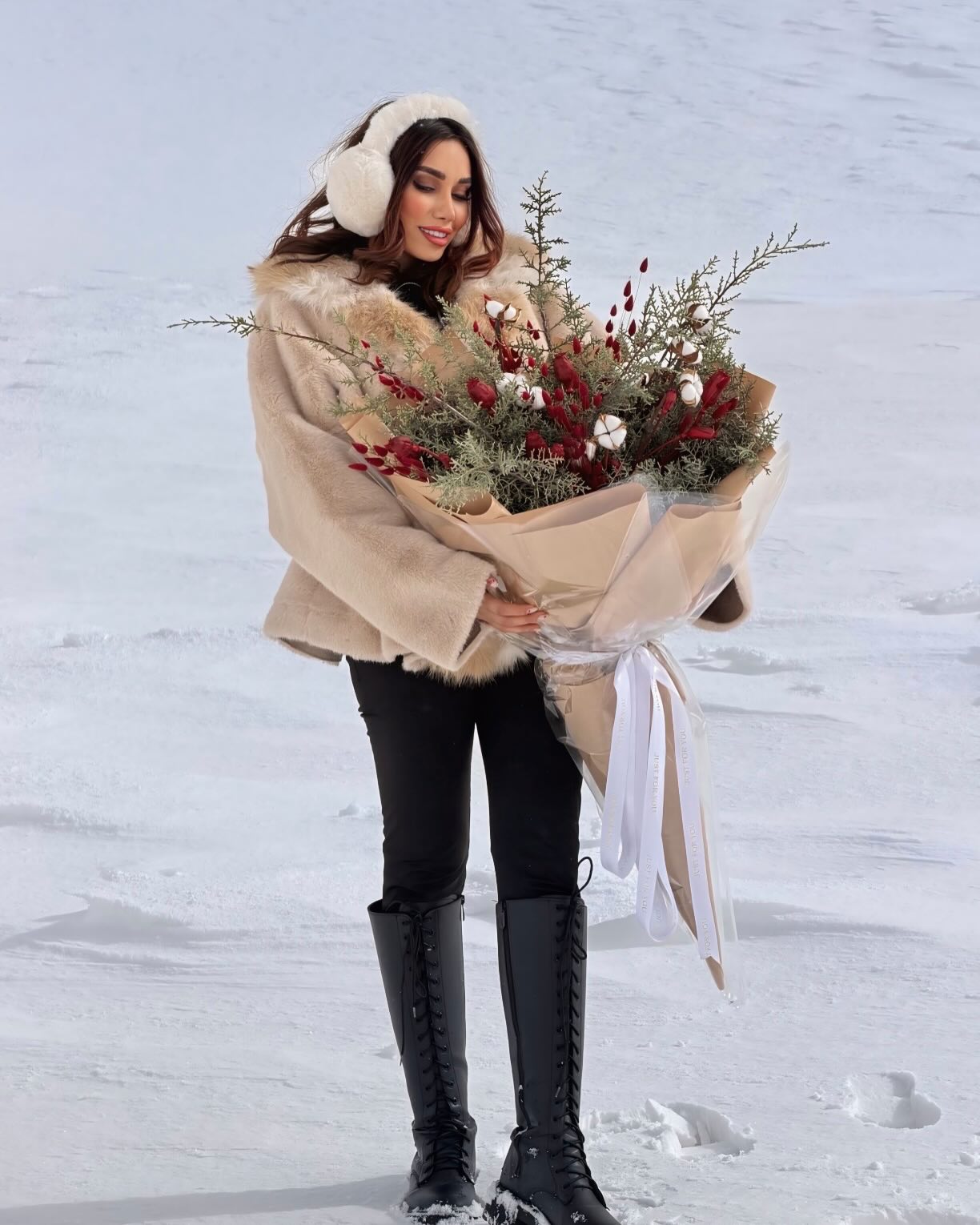 Faux Fur Teddy Coat With Lace-Up Boots Birthday Look