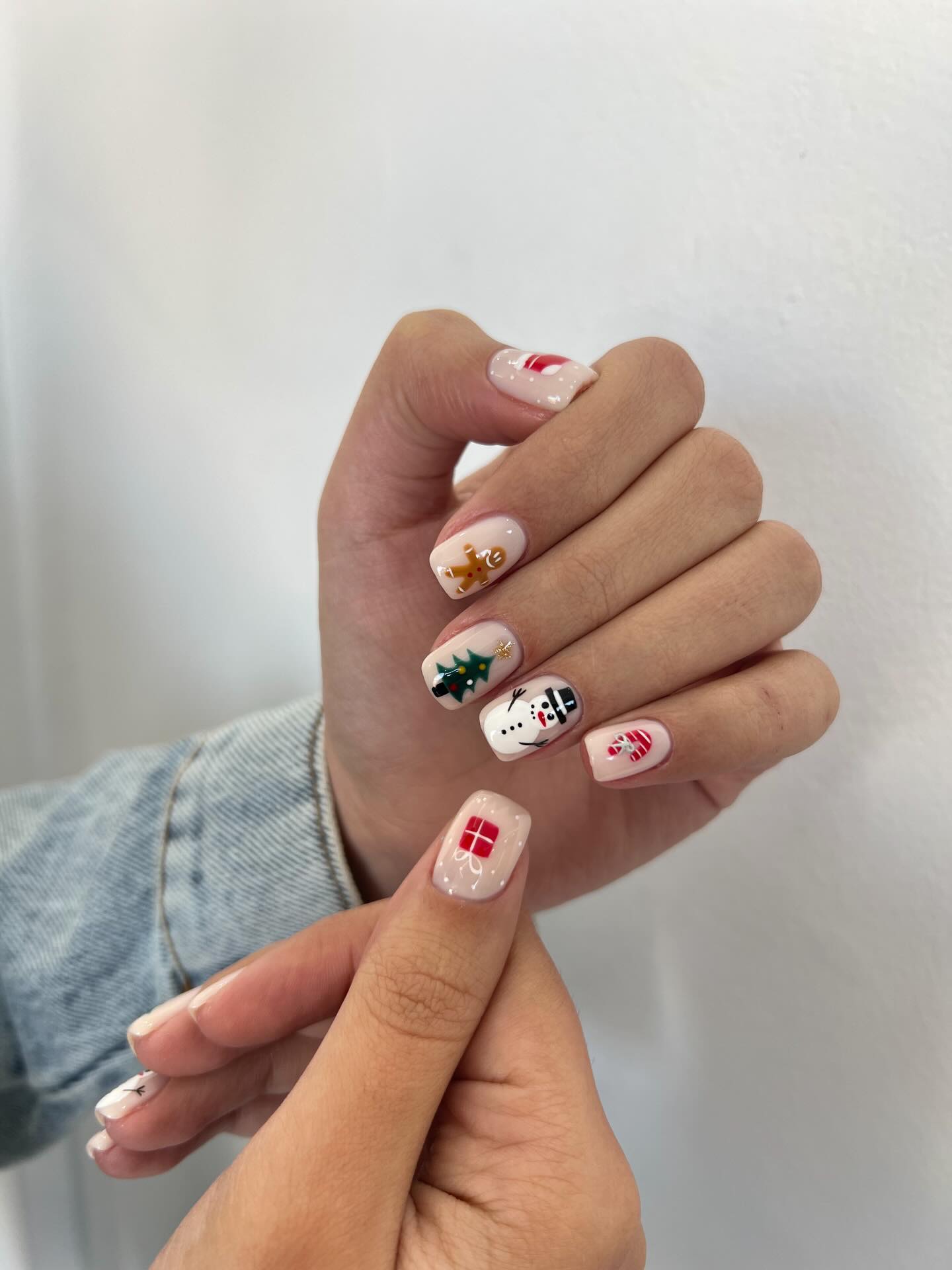 Festive Christmas Character Square Nails