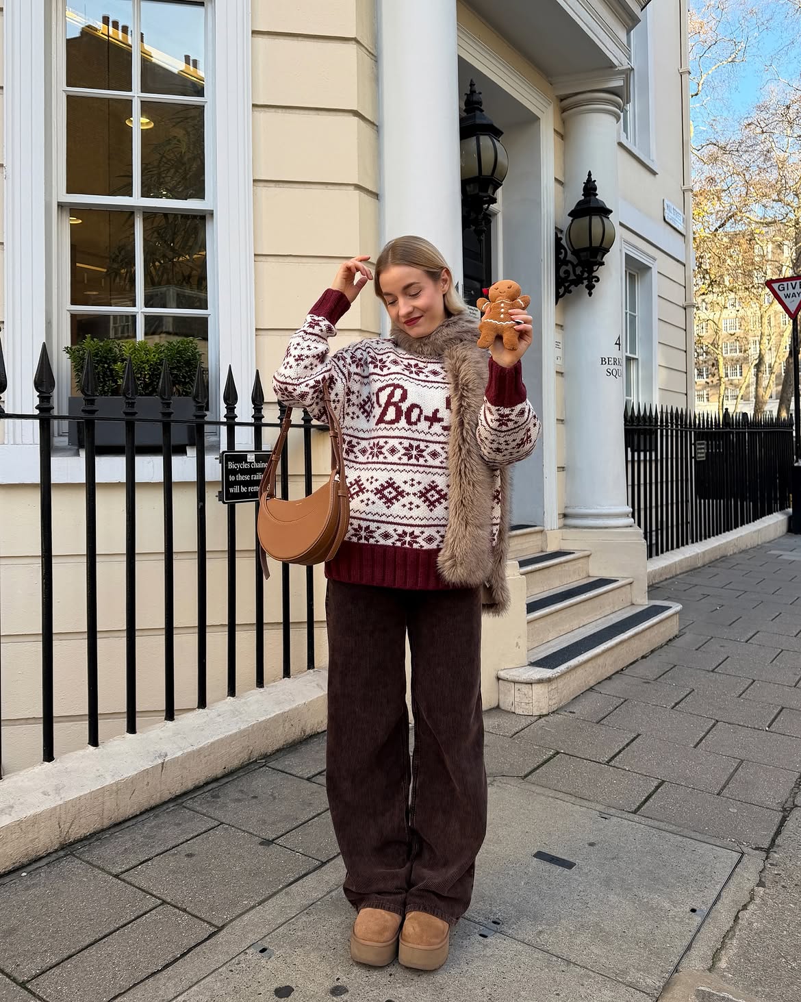 Festive Fair Isle Sweater And Corduroy Pant Holiday Look