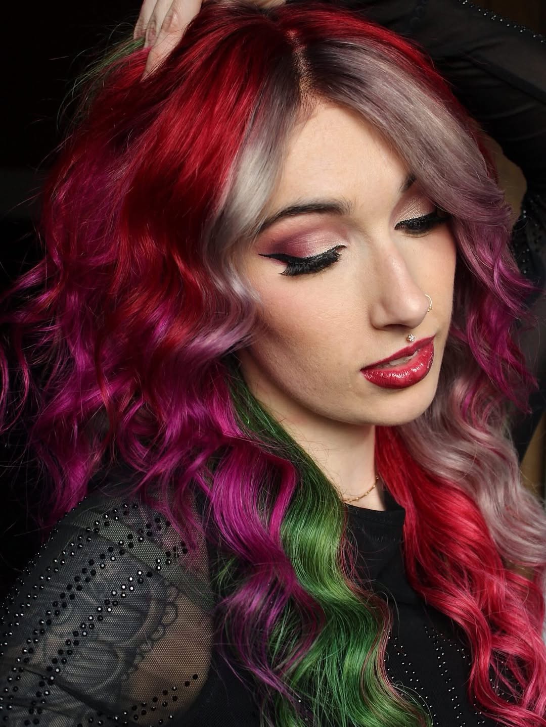 Festive Multi-Tone Red And Green Holiday Waves
