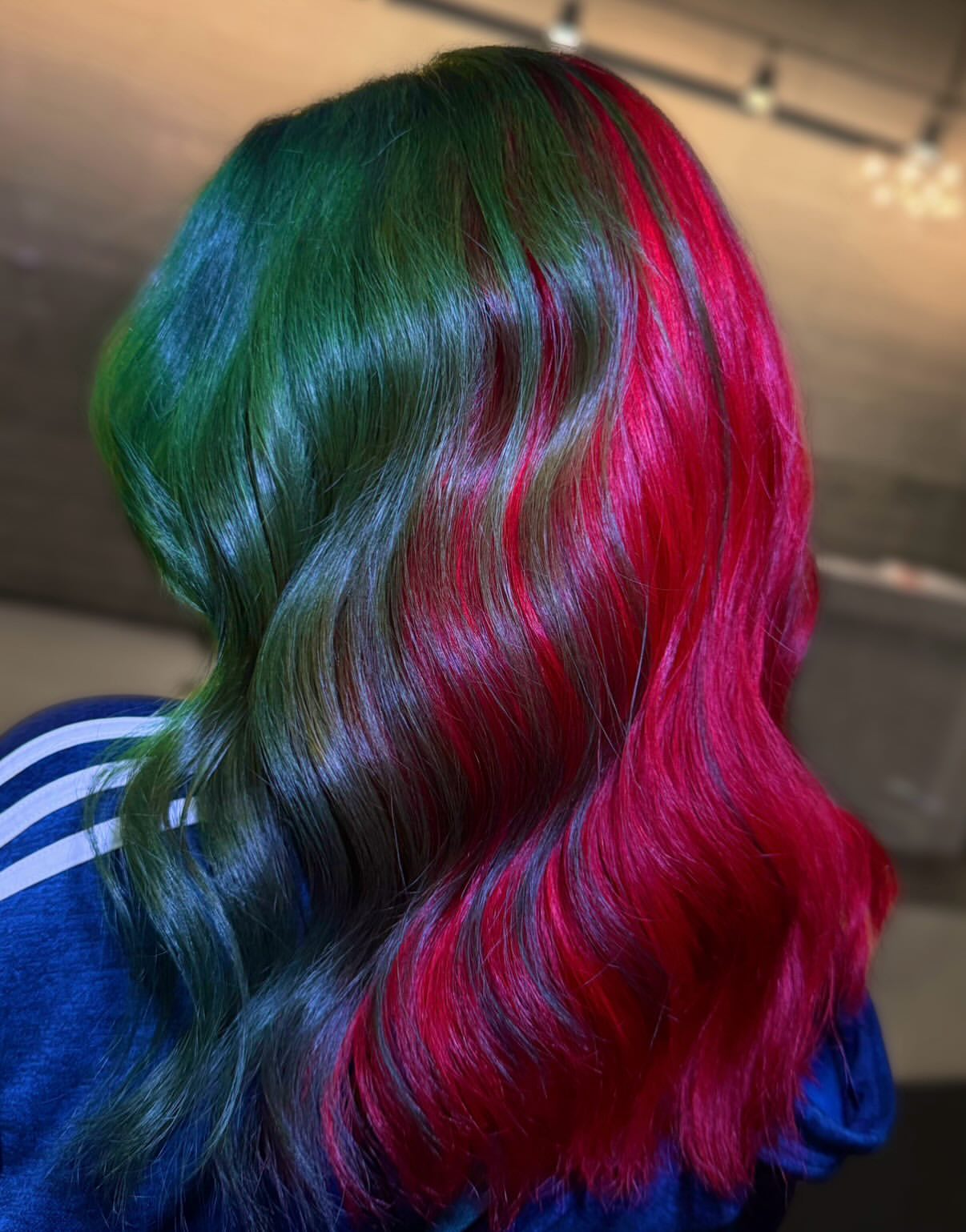 Festive Red And Green Split Dye Waves