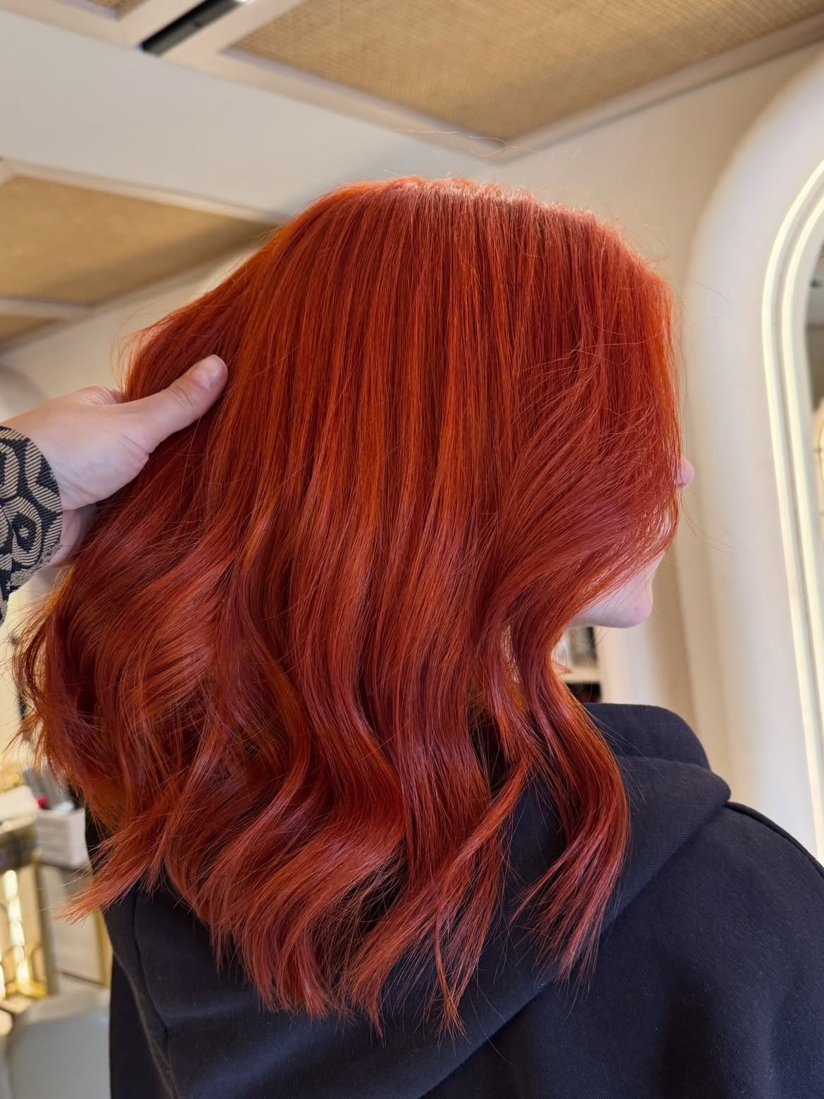 Fiery Copper Waves With Face Framing Layers