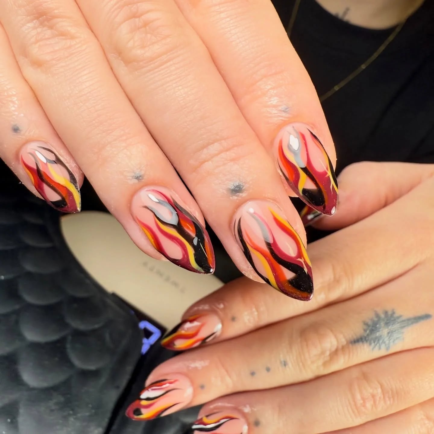Vibrant Multi-Color Flame Almond Nails — Flame Nails