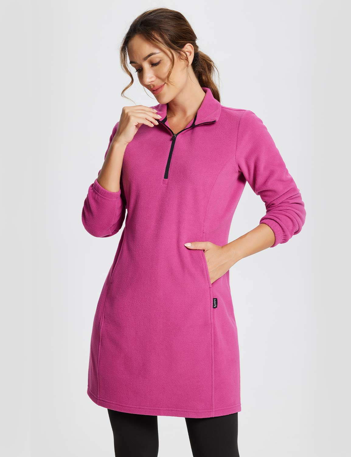 Pink Fleece Long-Sleeve Dress with Leggings — Fleece Outfits