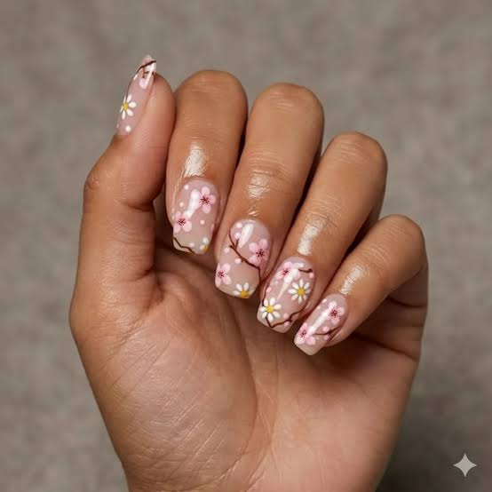 Blooming Branches Square Nails Blooming Branches Square Nails — Floral Nails
