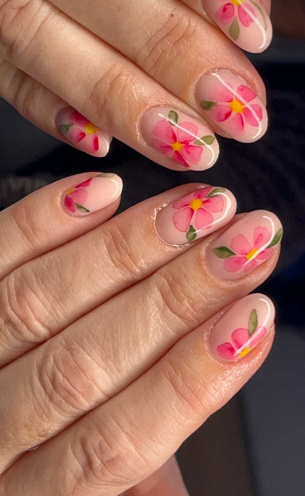 Watercolor Floral Short Oval Nails Watercolor Floral Short Oval Nails — Floral Nails