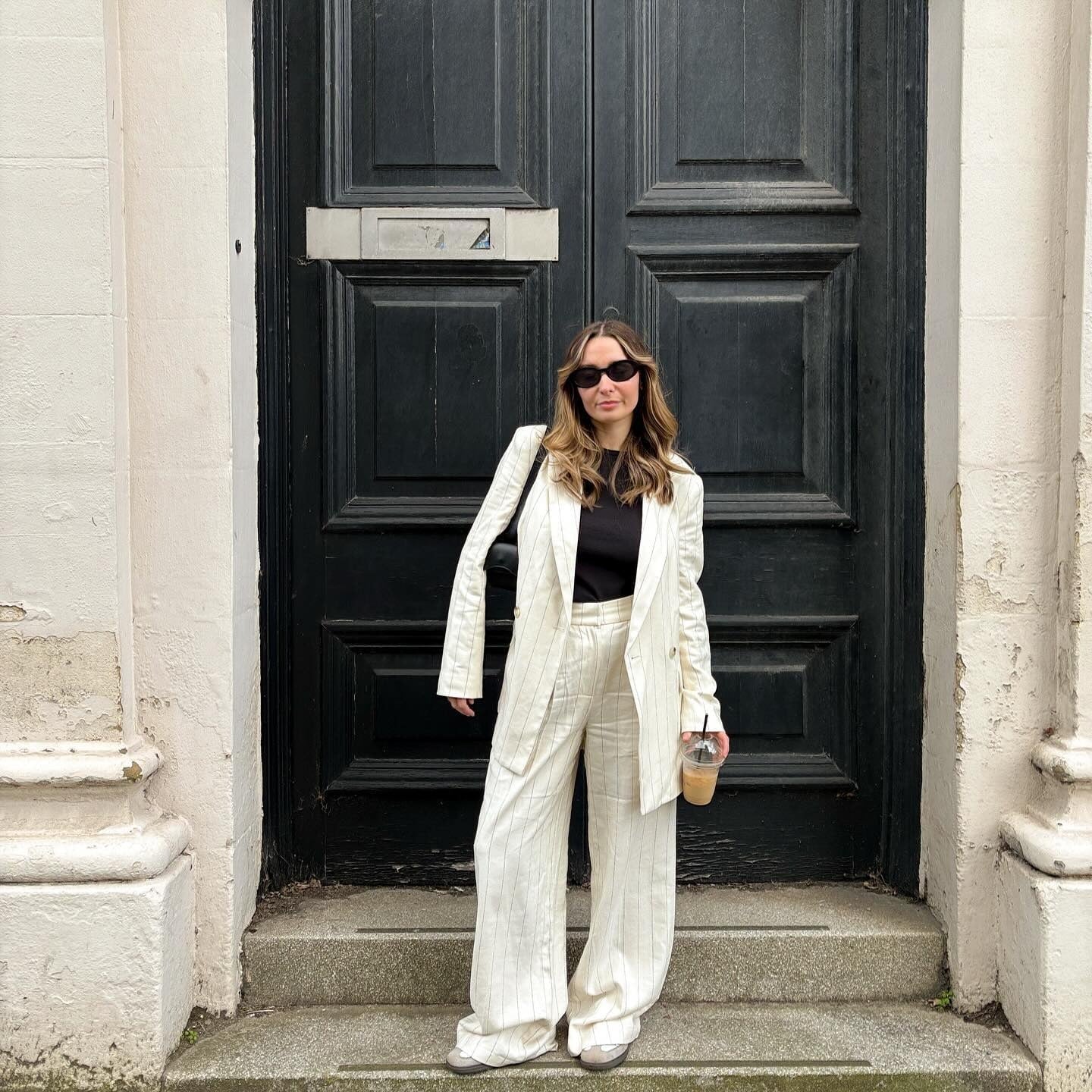 White Pinstripe Blazer With Wide-Leg Trousers — Formal Outfits
